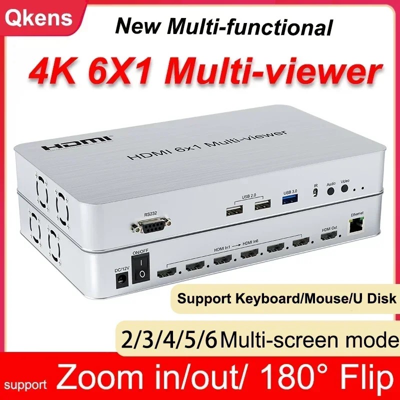 4K 60Hz 1080p 6x1 HDMI Ƽ Ƽ ũ  ̴ 6 in 1 ƿ ɸ ġ Ƽ USB RS232 